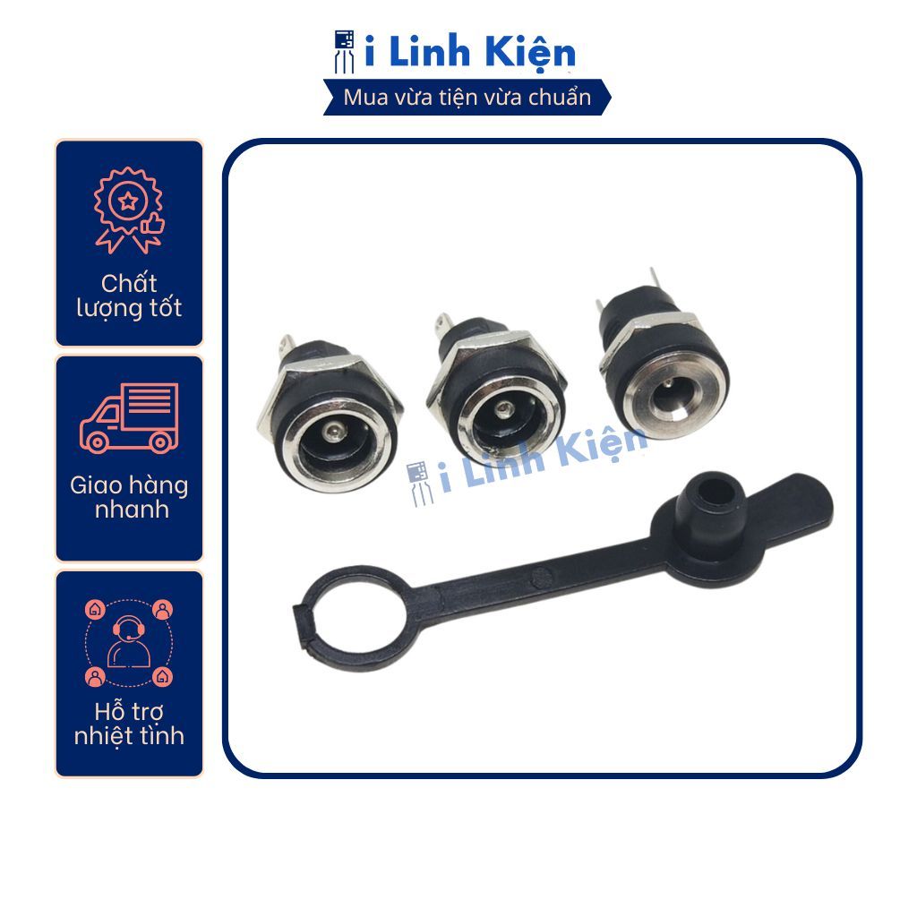 Jack nguồn DC cái 5.5x2.1mm 5.5x2.5mm sắt tròn DC-022B 4 Jack nguồn DC cái 5.5x2.1mm 5.5x2.5mm sắt tròn DC-022B - Ảnh 4