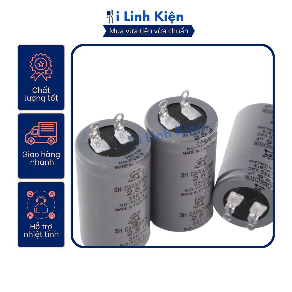 Tụ quạt 2.5uF 3.5uF 4uF 350V tụ điện dầu Thái Lan chất lượng tốt. 3 Tụ quạt 2.5uF 3.5uF 4uF 350V tụ điện dầu Thái Lan chất lượng tốt. - Ảnh 3
