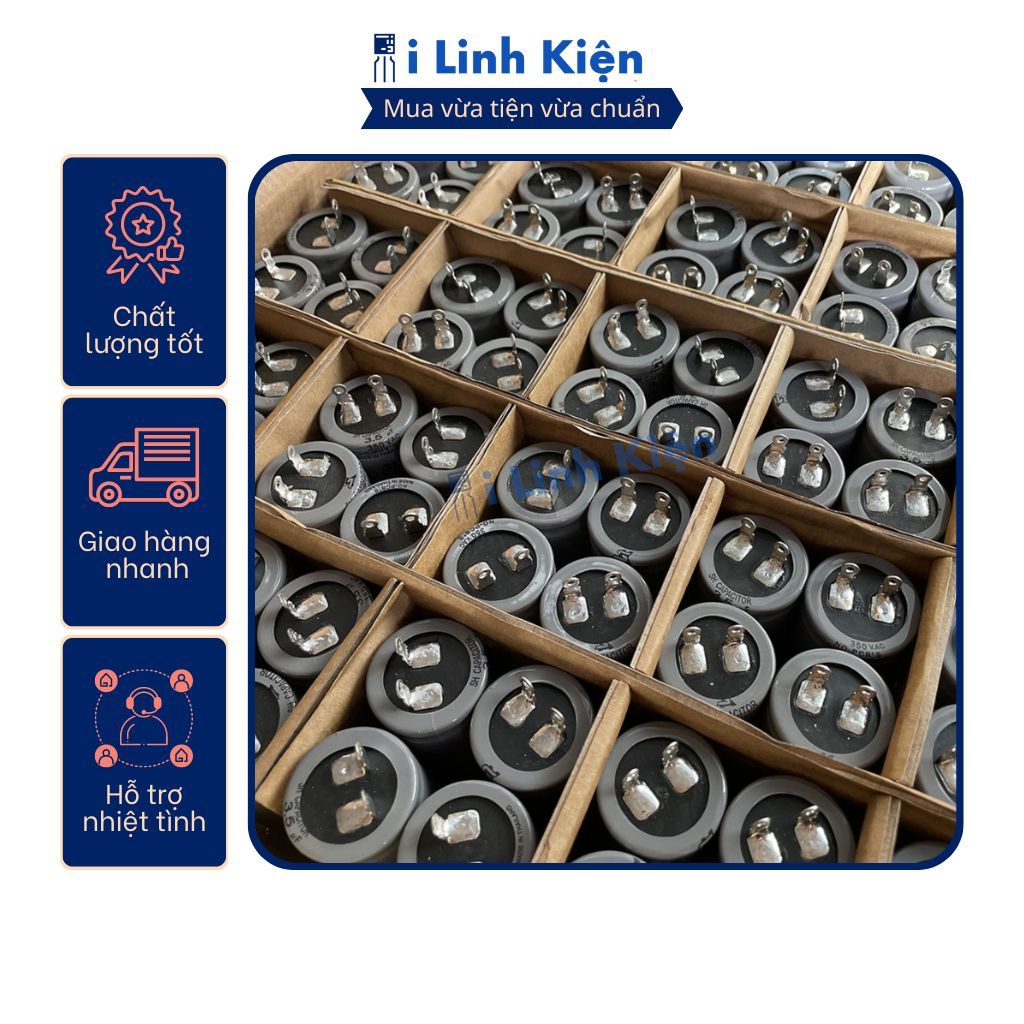 Tụ quạt 2.5uF 3.5uF 4uF 350V tụ điện dầu Thái Lan chất lượng tốt. 8 Tụ quạt 2.5uF 3.5uF 4uF 350V tụ điện dầu Thái Lan chất lượng tốt. - Ảnh 8