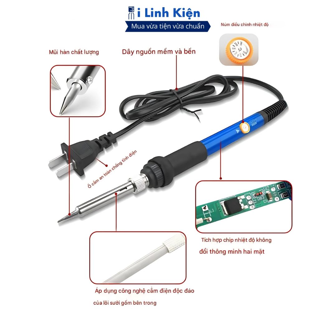 Mỏ hàn thiếc TQ936 60W 220V điều chỉnh nhiệt chất lượng tốt. 2 Mỏ hàn thiếc TQ936 60W 220V điều chỉnh nhiệt chất lượng tốt. - Ảnh 2