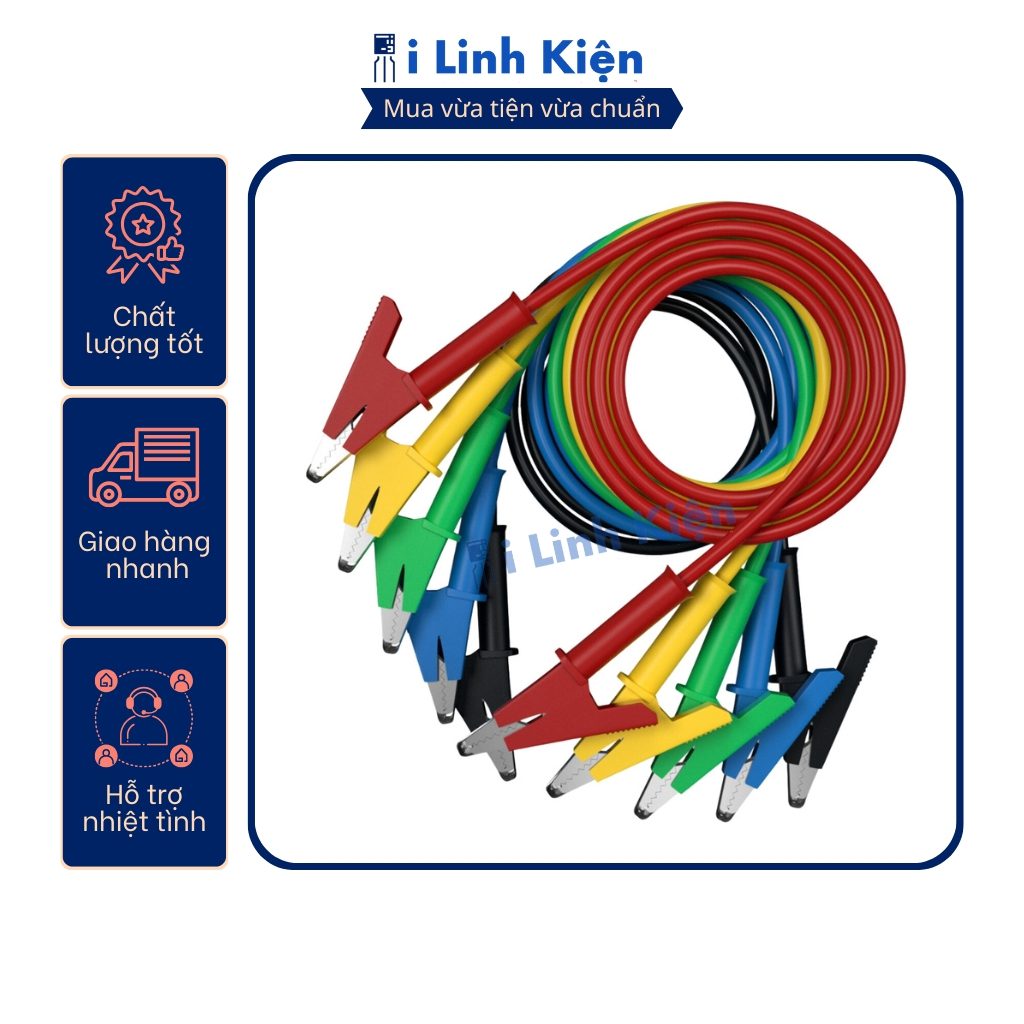 Dây kẹp cá sấu 2 đầu loại tốt dài 1m màu đen, màu đỏ 2 Dây kẹp cá sấu 2 đầu loại tốt dài 1m màu đen, màu đỏ - Ảnh 2