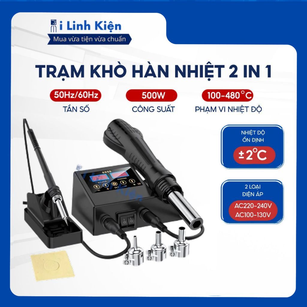 Trạm khò hàn nhiệt 2 trong 1 8898 màn hình LCD hiển thị nhiệt độ cao cấp. 2 Trạm khò hàn nhiệt 2 trong 1 8898 màn hình LCD hiển thị nhiệt độ cao cấp. - Ảnh 2