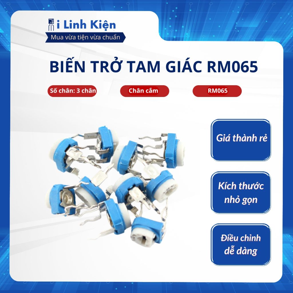 Biến trở tam giác RM065 100R - 1M chất lượng tốt 1 Biến trở tam giác RM065 100R - 1M chất lượng tốt
