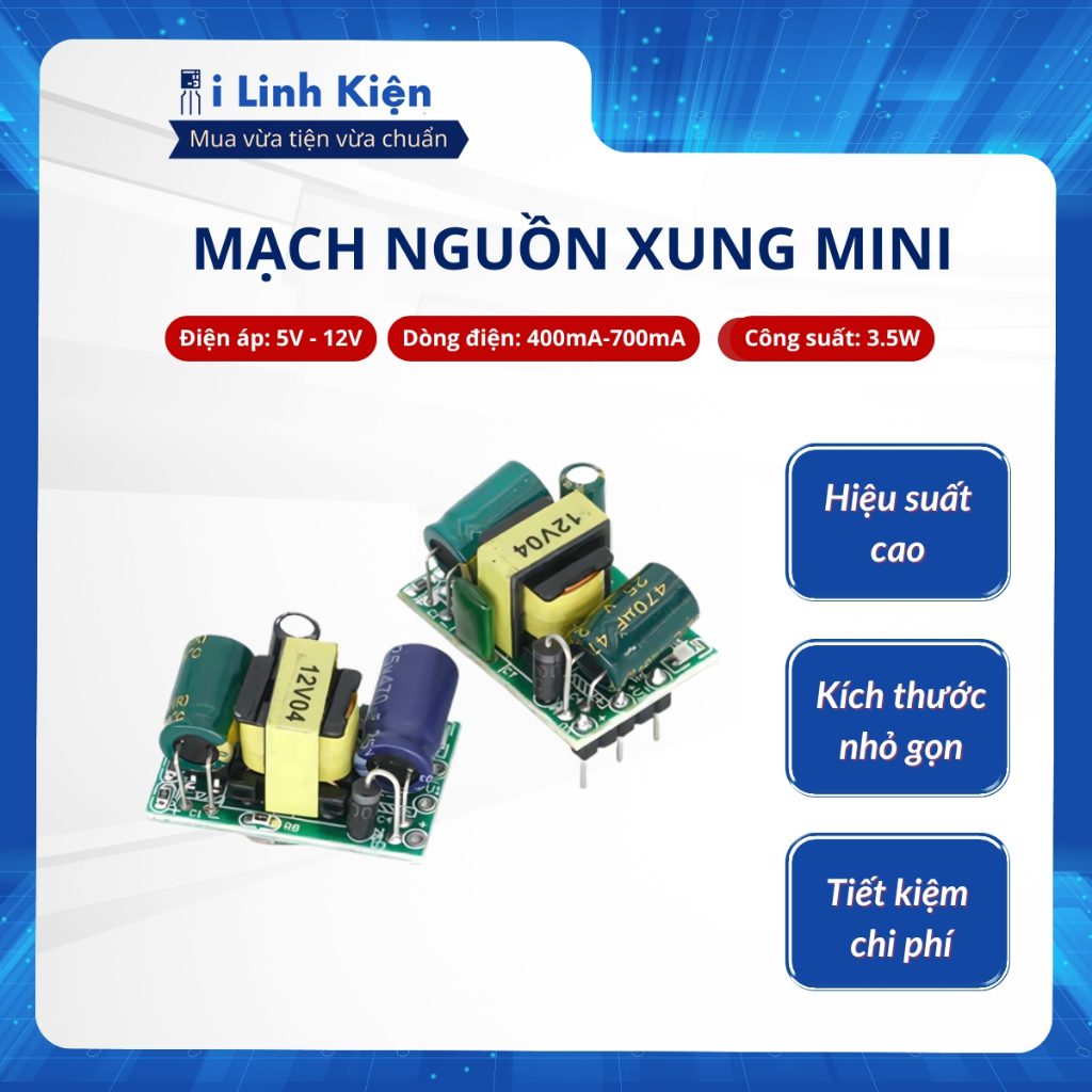 Mạch nguồn xung mini 5V 12V 700mA 2 Mạch nguồn xung mini 5V 12V 700mA - Ảnh 2