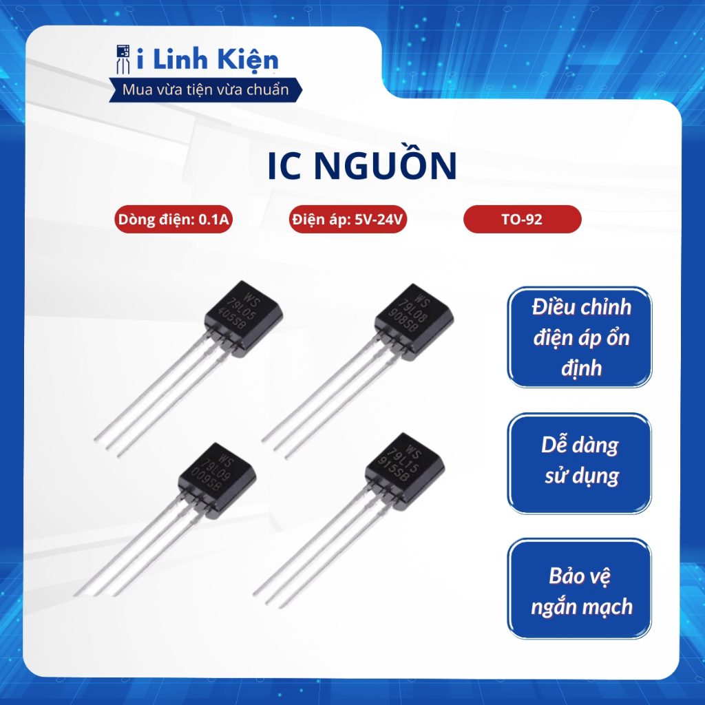Ic nguồn 78L05/78L06/78L08/78L09/78L10/78L12/78L15/78L18/78L24 TO-92. 1 Ic nguồn 78L05/78L06/78L08/78L09/78L10/78L12/78L15/78L18/78L24 TO-92.