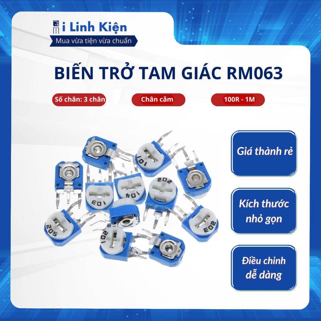Biến trở tam giác RM063 100R - 1M chất lượng tốt 1 Biến trở tam giác RM063 100R - 1M chất lượng tốt