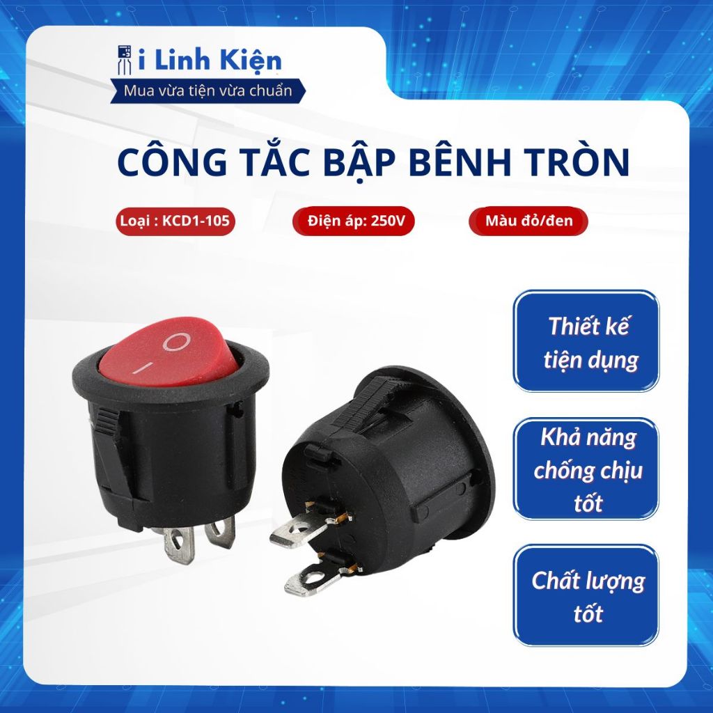 Công tắc bập bênh tròn KCD1-105 6(4)A 250V 2P không đèn chất lượng cao. 2 Công tắc bập bênh tròn KCD1-105 6(4)A 250V 2P không đèn chất lượng cao. - Ảnh 2
