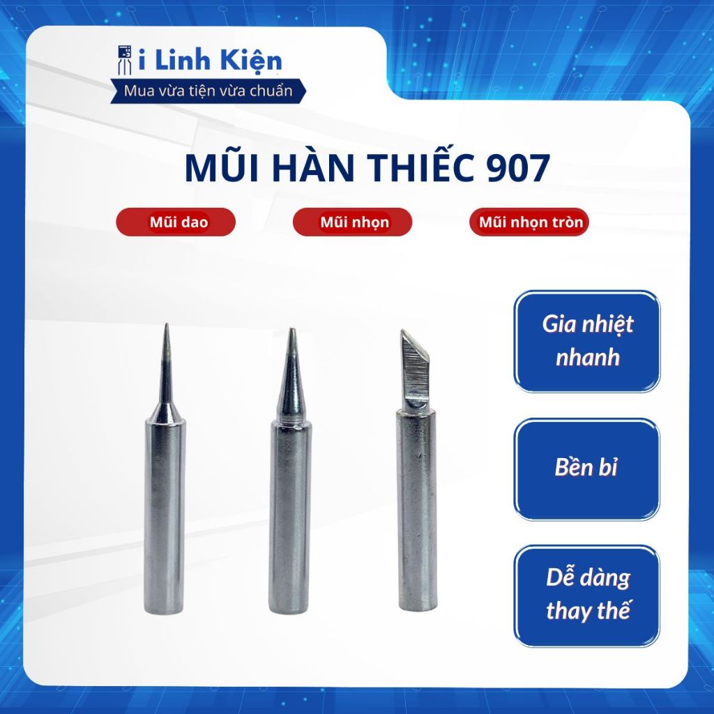 Mũi hàn thiếc 907 gia nhiệt nhanh bền bỉ. 2 Mũi hàn thiếc 907 gia nhiệt nhanh bền bỉ. - Ảnh 2