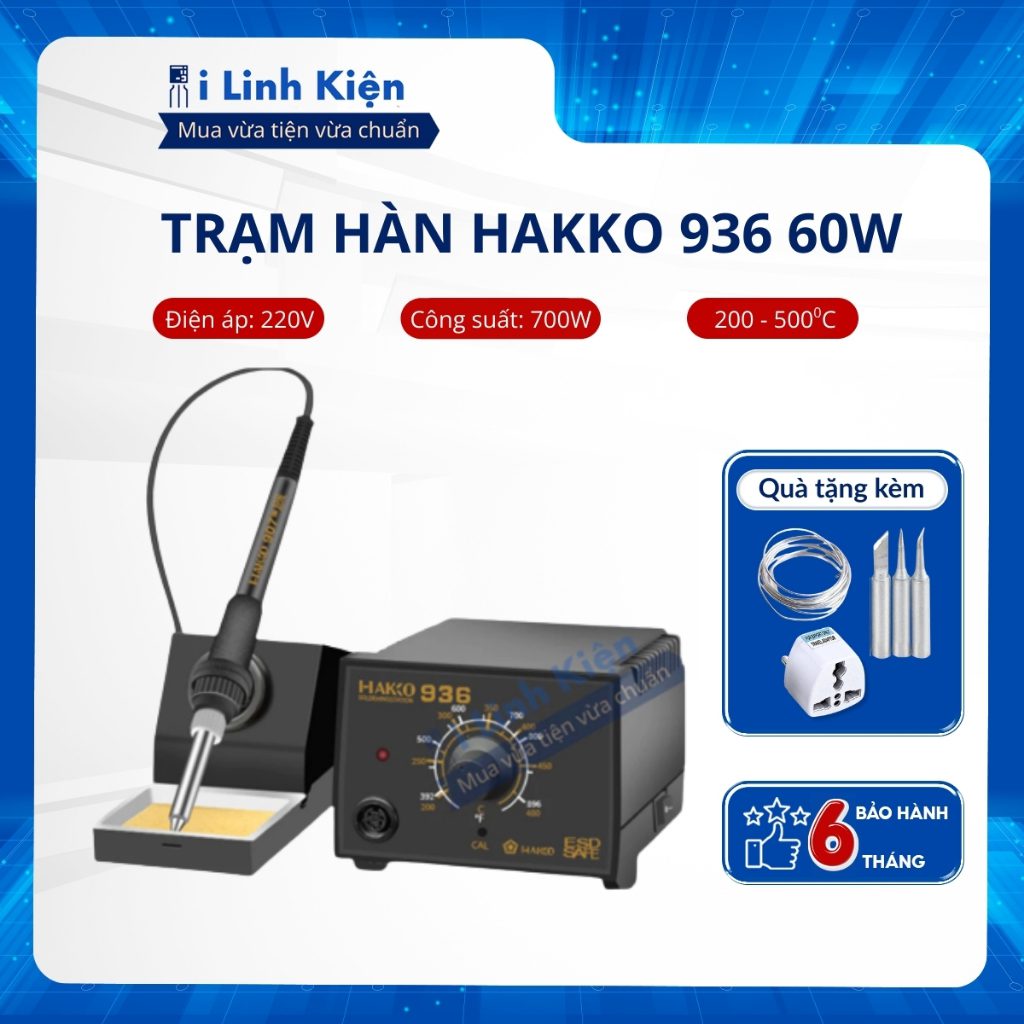 Trạm hàn HAKKO 936 60W máy hàn chuyên dụng điều chỉnh nhiệt độ siêu bền. 1 Trạm hàn HAKKO 936 60W máy hàn chuyên dụng điều chỉnh nhiệt độ siêu bền.