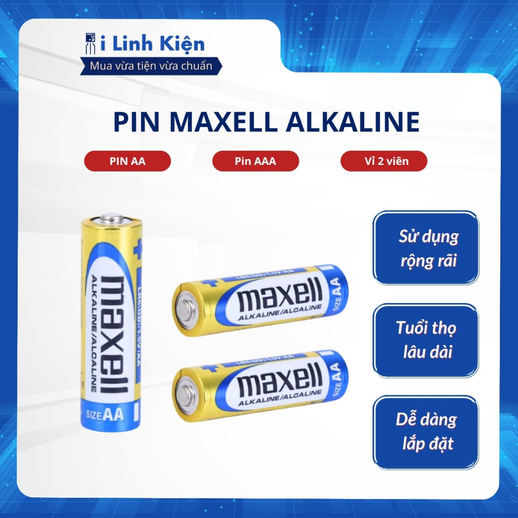 Pin Maxell Alkaline AAA AA vỉ 2 viên 2 Pin Maxell Alkaline AAA AA vỉ 2 viên - Ảnh 2