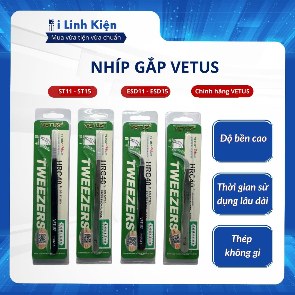 Nhíp gắp linh kiện điện tử VETUS chính hãng chất lượng cao. 2 Nhíp gắp linh kiện điện tử VETUS chính hãng chất lượng cao. - Ảnh 2