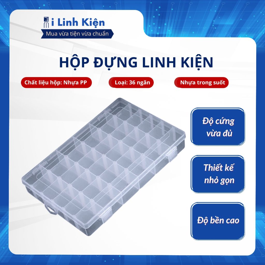 Hộp đựng linh kiện , trang sức 10/15/24/36 ngăn cao cấp có thể tháo rời. 1 Hộp đựng linh kiện , trang sức 10/15/24/36 ngăn cao cấp có thể tháo rời.