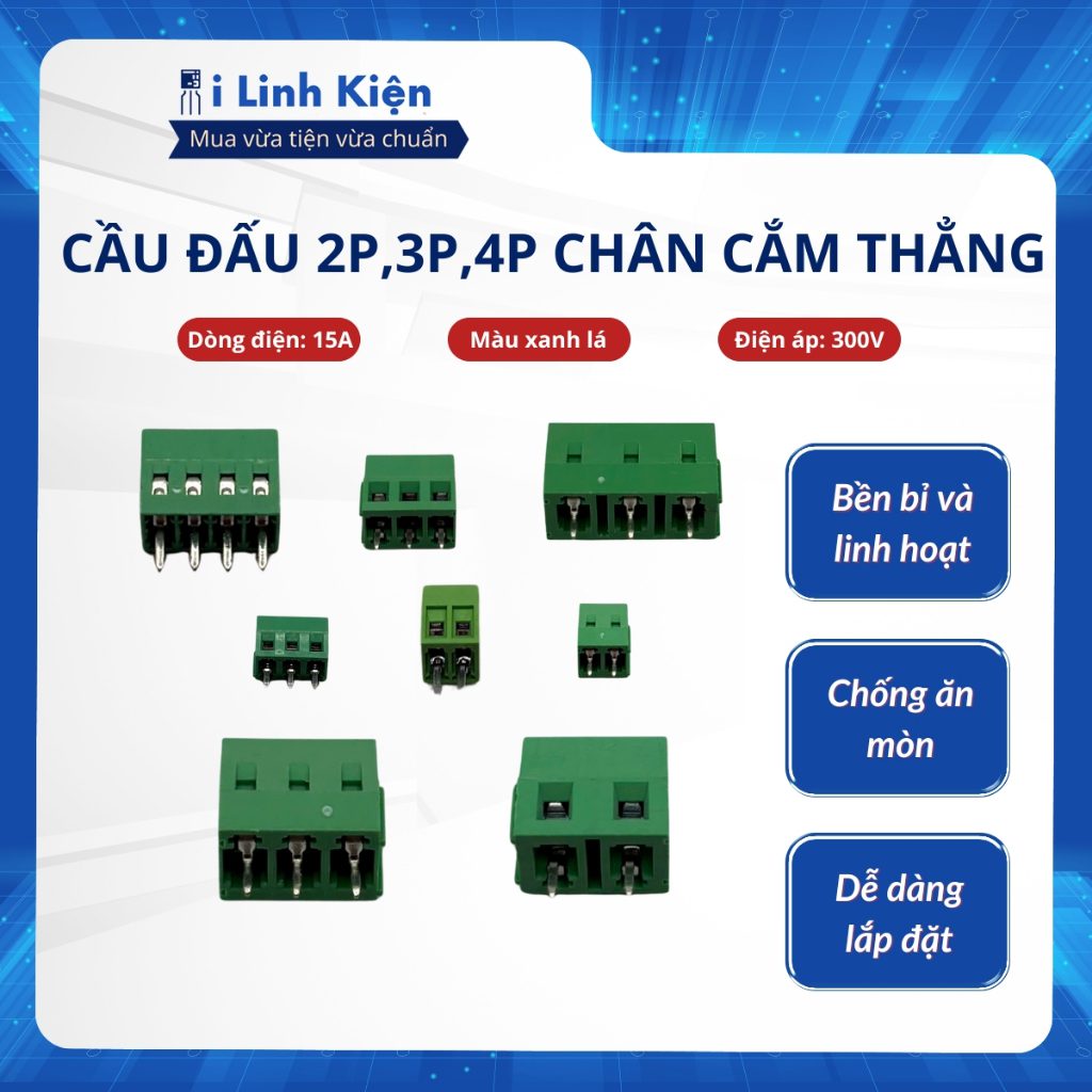 Cầu đấu 2P,3P,4P KF128 KF127 chân cắm thẳng xanh. 2 Cầu đấu 2P,3P,4P KF128 KF127 chân cắm thẳng xanh. - Ảnh 2