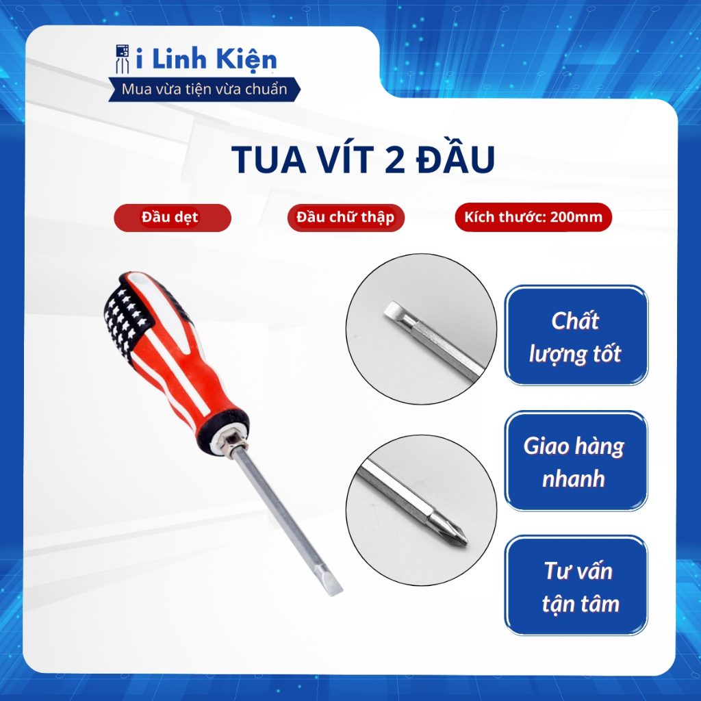 Tô vít, tuốc nơ vít đổi 2 đầu cờ Mỹ 200mm đa năng tiện dụng. 1 Tô vít, tuốc nơ vít đổi 2 đầu cờ Mỹ 200mm đa năng tiện dụng.
