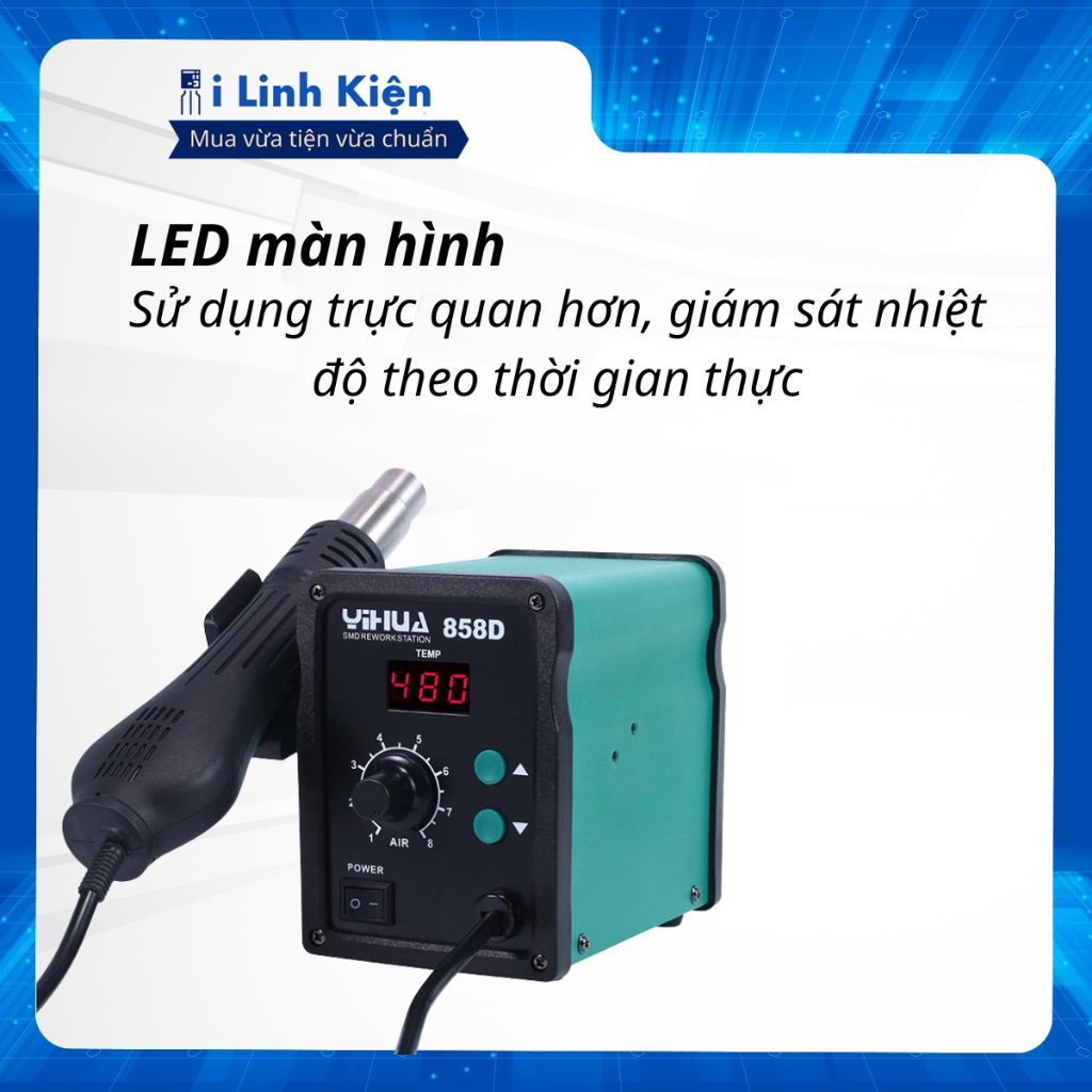 Trạm Khò 858d YIHUA 700W Gia Nhiệt Nhanh Chạy Êm Tiếng Ồn Thấp Chất Lượng Tốt. 7 Trạm Khò 858d YIHUA 700W Gia Nhiệt Nhanh Chạy Êm Tiếng Ồn Thấp Chất Lượng Tốt. - Ảnh 7